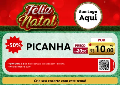 Modelo de Cartaz para Cartaz A4 Horizontal com o tema Feliz Natal para Açougue