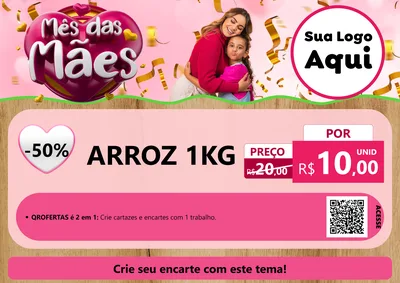 Modelo de Cartaz para Cartaz A4 Horizontal com o tema Mês das Mães para Supermercado