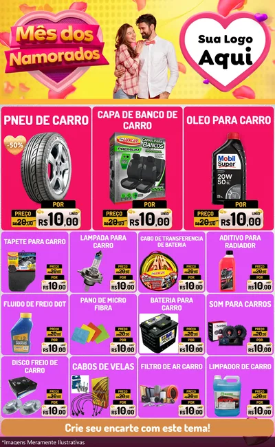 Modelo de Encarte para Encarte Grande com o tema Mês dos Namorados para Auto peças
