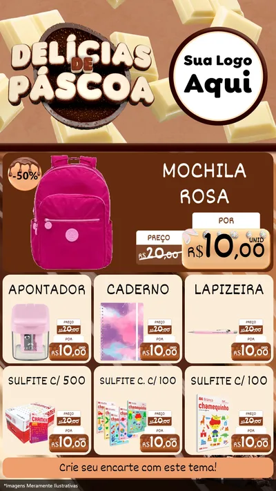Modelo de Rede Social para Stories com o tema Delícias de Páscoa para Papelaria