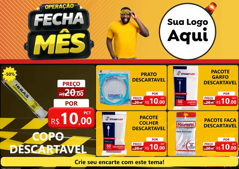 Modelo de Encarte para Encarte A4 Horizontal com o tema Operação Fecha Mês para Embalagens