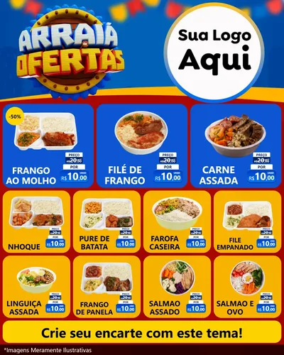 Modelo de Rede Social para Feed Instagram com o tema Arraiá de Ofertas - Junina para Restaurante