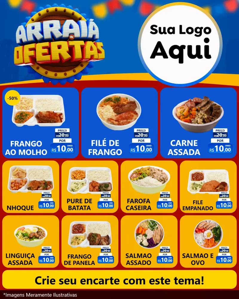 Modelo de Rede Social para Feed Instagram com o tema Arraiá de Ofertas - Junina para Restaurante