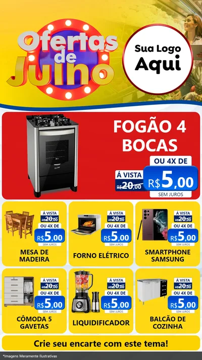 Modelo de Rede Social para Stories com o tema Ofertas de Julho para Móveis e Eletro