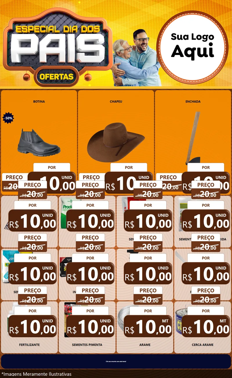 Modelo de Encarte para Encarte Grande com o tema Especial Dia dos Pais para Agropecuária