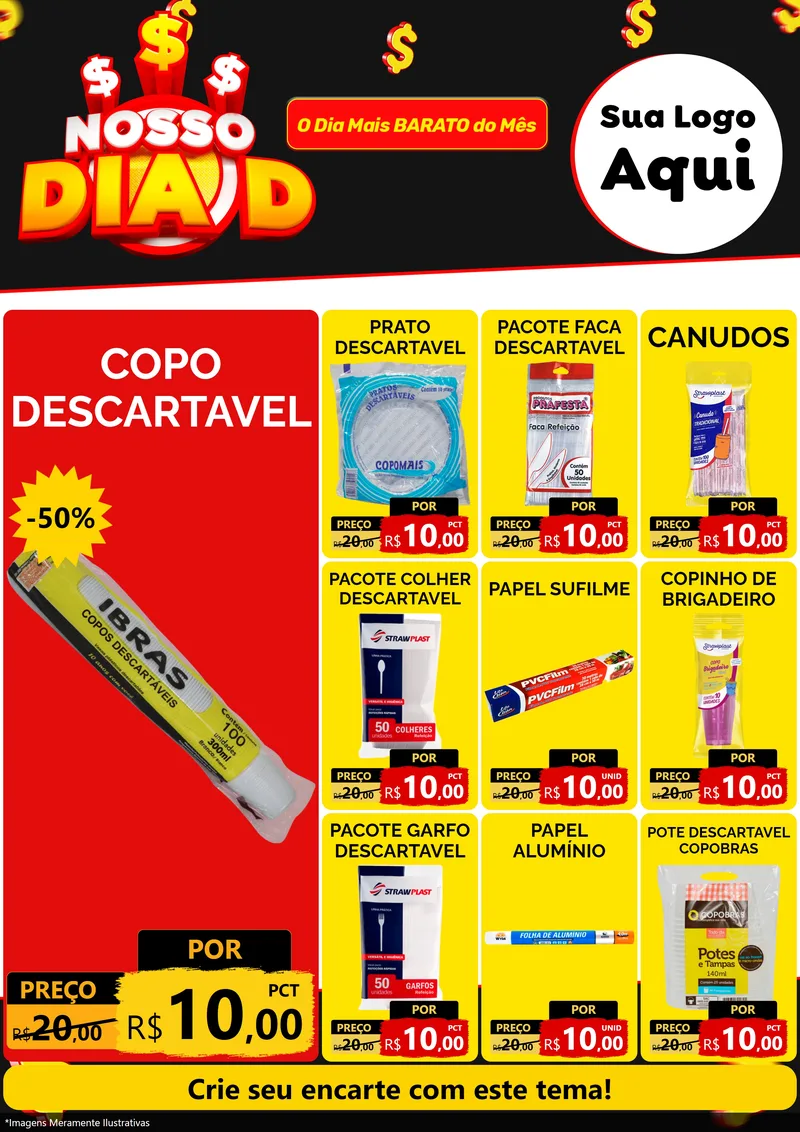 Modelo de Encarte para Encarte A4 Vertical com o tema Nosso Dia D para Embalagens