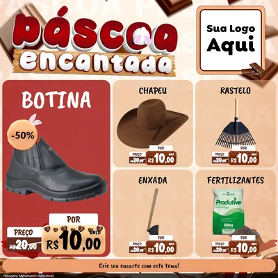 Modelo de Rede Social para Feed Facebook com o tema Páscoa Encantada para Agropecuária