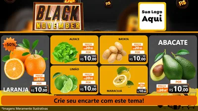 Modelo de TV para TV Horizontal com o tema Black November para Hortifrúti