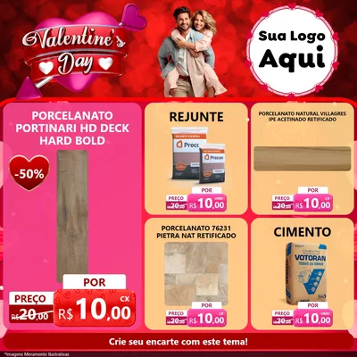 Modelo de Rede Social para Feed Facebook com o tema Valentine's Day para Pisos e revestimentos