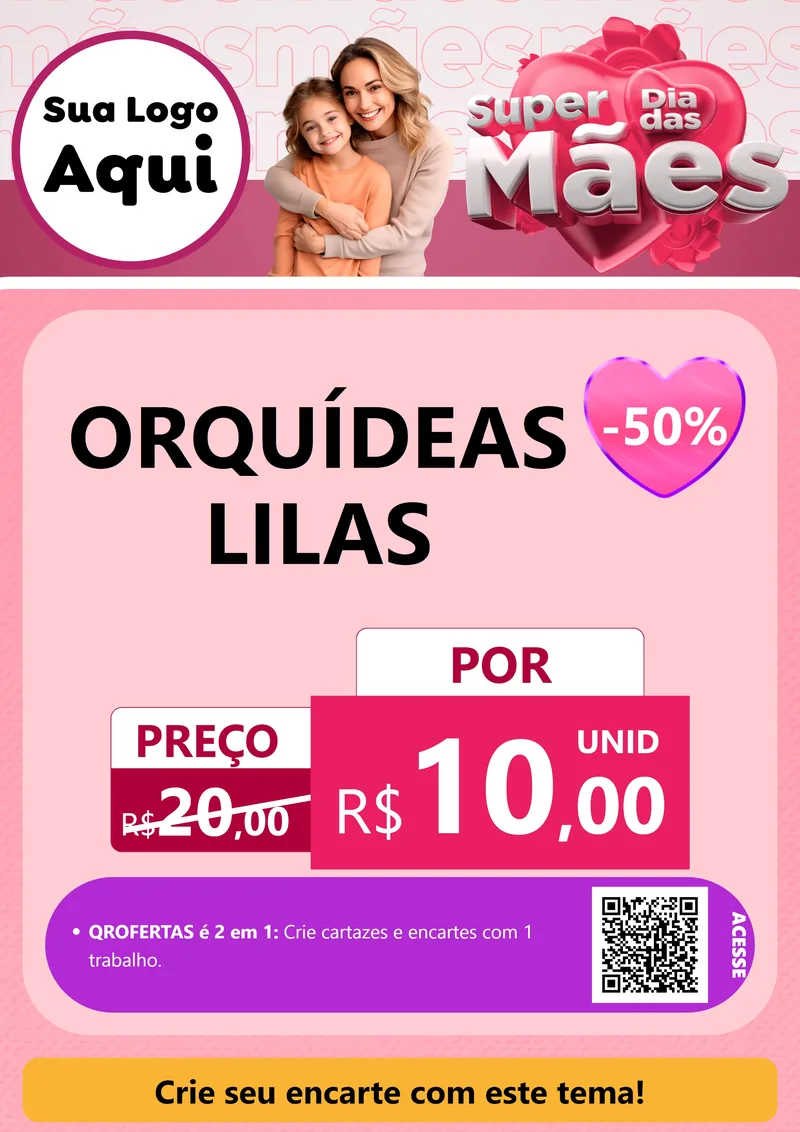 Modelo de Cartaz para Cartaz A4 Vertical com o tema Super Dia Das Mães para Floricultura e jardim
