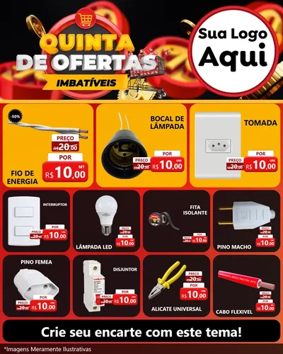 Modelo de Rede Social para Feed Instagram com o tema Quinta de Ofertas Imbatíveis para Materiais Elétricos