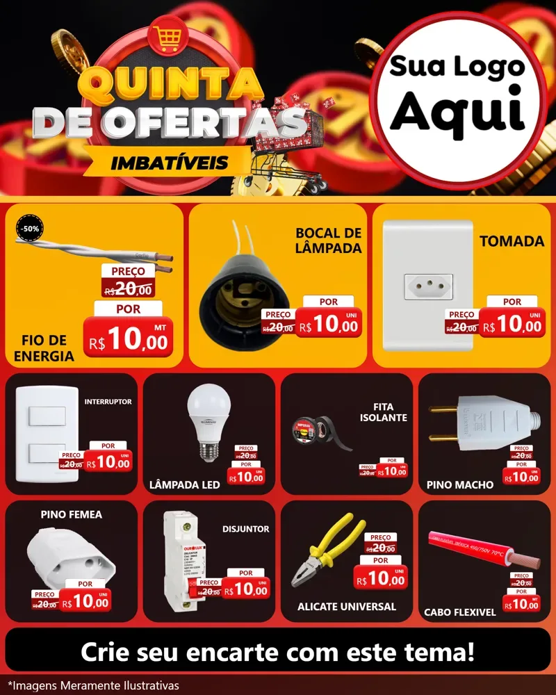 Modelo de Rede Social para Feed Instagram com o tema Quinta de Ofertas Imbatíveis para Materiais Elétricos