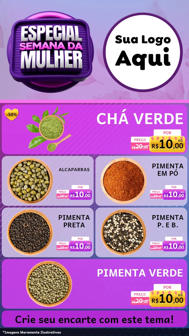 Modelo de TV para TV Vertical com o tema Especial Semana da Mulher para Produtos Naturais
