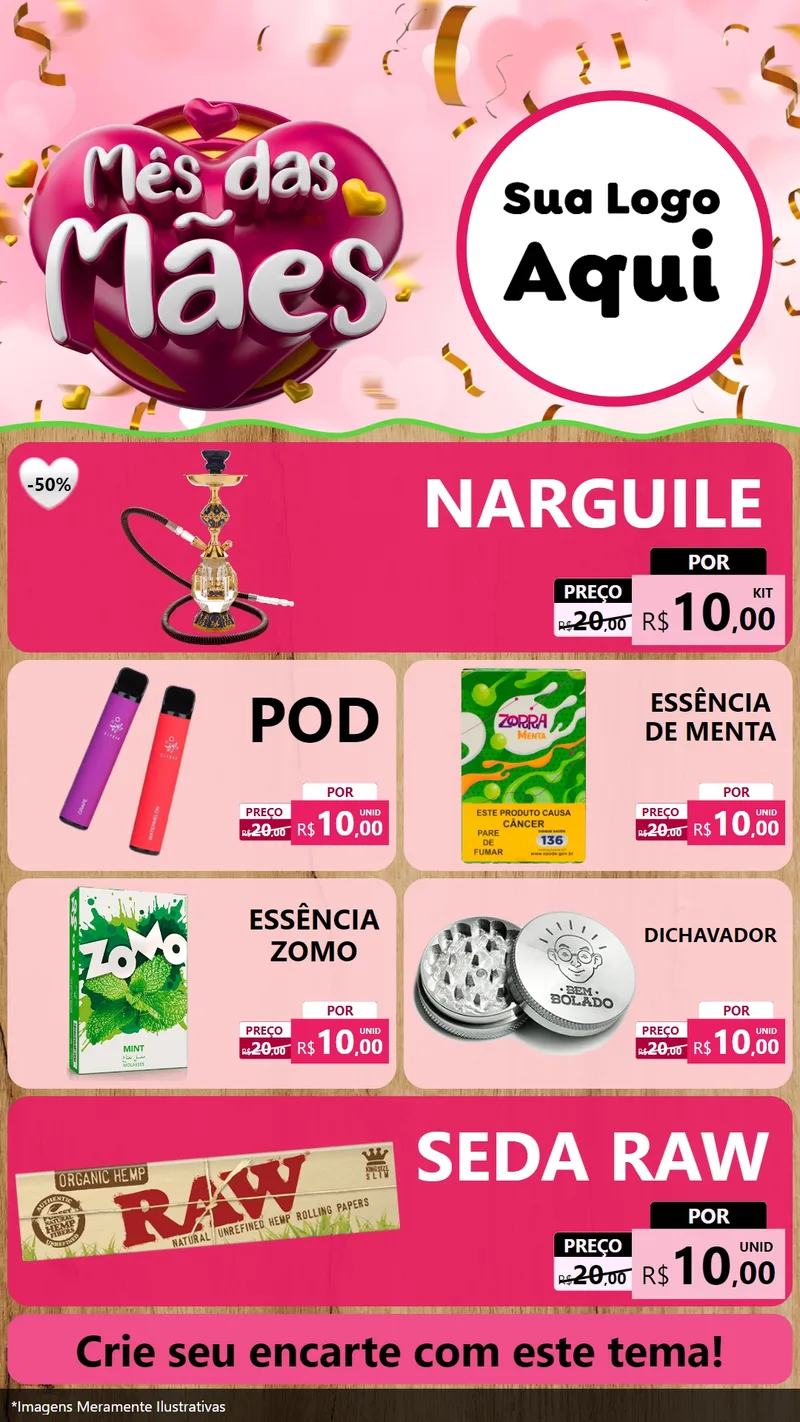 Modelo de TV para TV Vertical com o tema Mês das Mães para Tabacaria