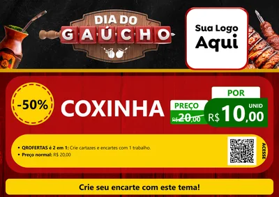 Modelo de Cartaz para Cartaz A4 Horizontal com o tema Dia do Gaúcho para Salgadaria