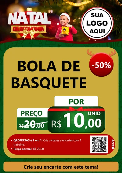 Modelo de Cartaz para Cartaz A4 Vertical com o tema Natal da Economia para Artigos Esportivos