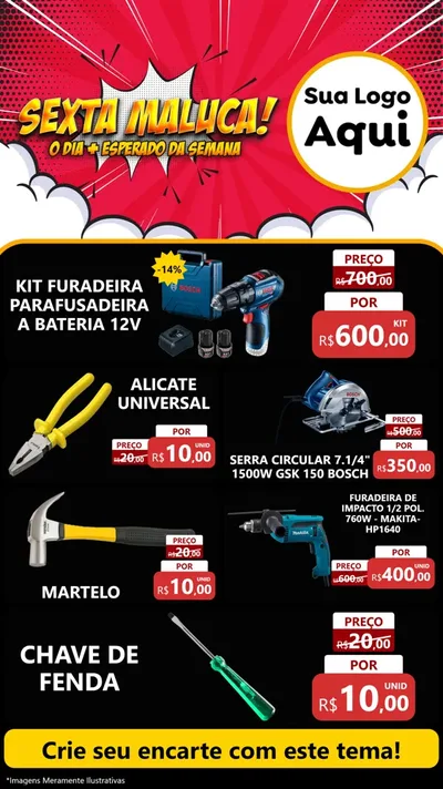 Modelo de TV para TV Vertical com o tema Sexta Maluca! para Maquinas e Ferramentas