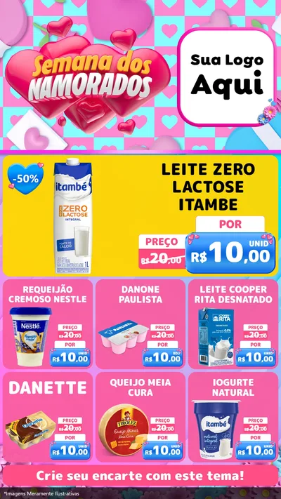 Modelo de Rede Social para Stories com o tema Semana dos Namorados para Frios e Laticínios
