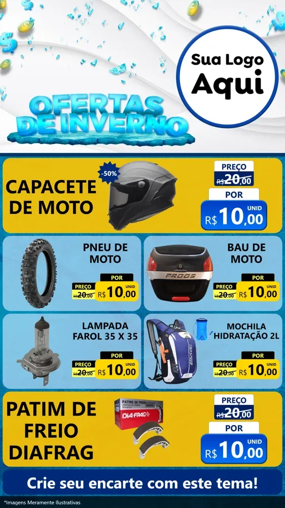 Modelo de TV para TV Vertical com o tema Ofertas de Inverno para Moto peças