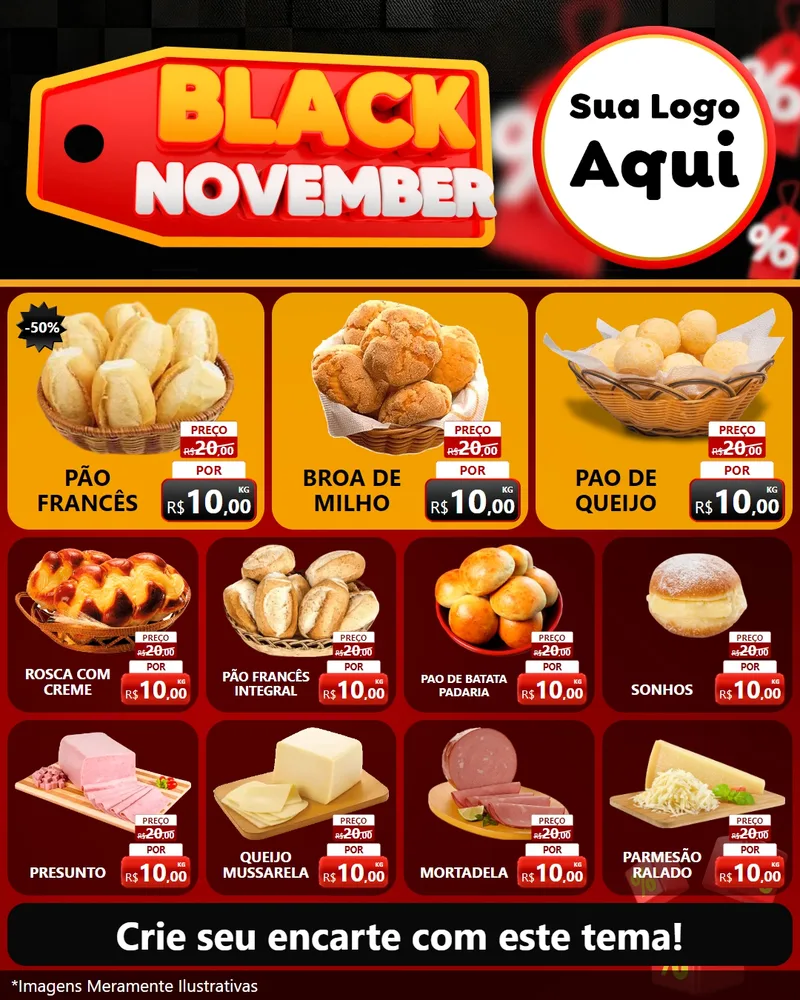 Modelo de Rede Social para Feed Instagram com o tema Black November para Padaria