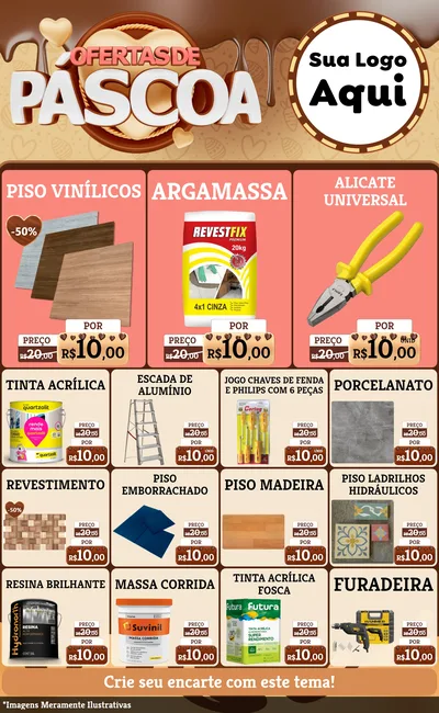 Modelo de Encarte para Encarte Grande com o tema Ofertas de Páscoa para Material para Construção