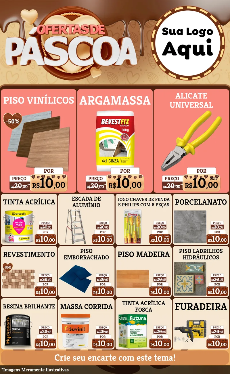 Modelo de Encarte para Encarte Grande com o tema Ofertas de Páscoa para Material para Construção