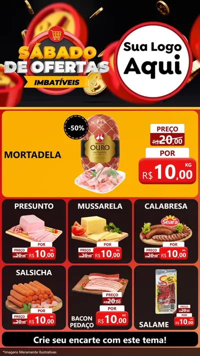 Modelo de Rede Social para Stories com o tema Sábado de Ofertas Imbatíveis para Frios e Laticínios