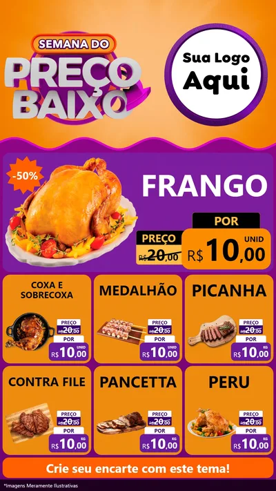 Modelo de Rede Social para Stories com o tema Semana do Preço Baixo para Assados
