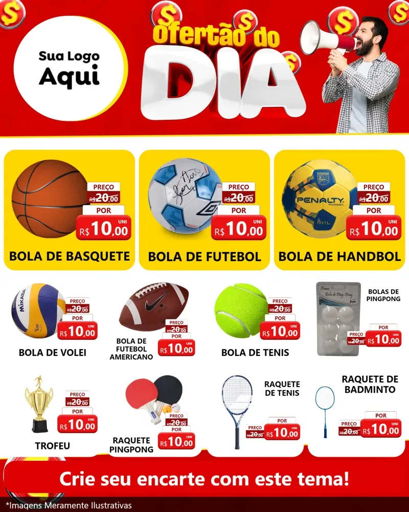 Modelo de Rede Social para Feed Instagram com o tema Ofertão do dia para Artigos Esportivos