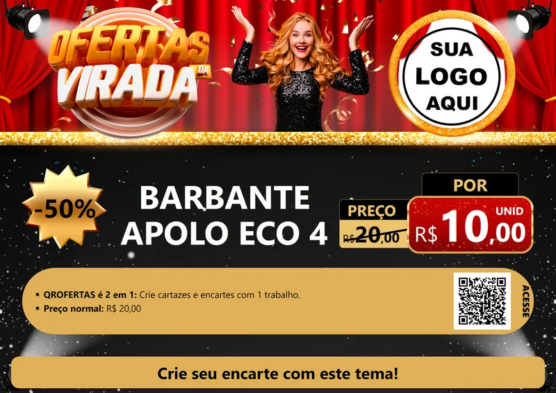 Modelo de Cartaz para Cartaz A4 Horizontal com o tema Ofertas da Virada para Armarinho e Aviamentos