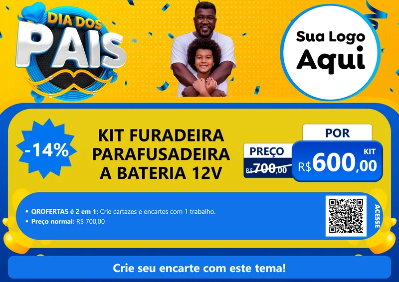 Modelo de Cartaz para Cartaz A4 Horizontal com o tema Dia dos Pais para Maquinas e Ferramentas