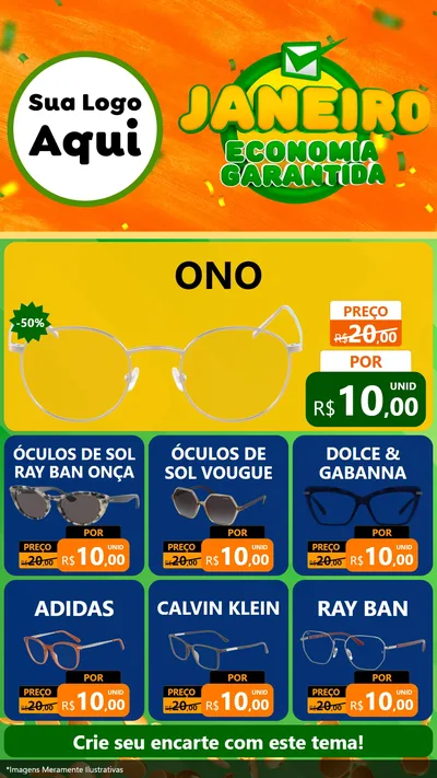 Modelo de Rede Social para Stories com o tema Janeiro - Economia Garantida para Óticas