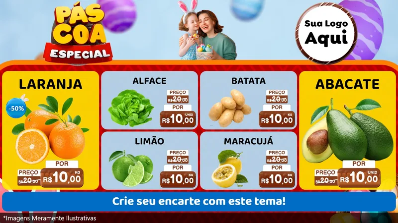 Modelo de TV para TV Horizontal com o tema Páscoa Especial para Hortifrúti