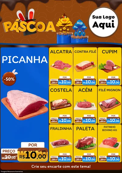 Modelo de Encarte para Encarte A4 Vertical com o tema Páscoa para Açougue