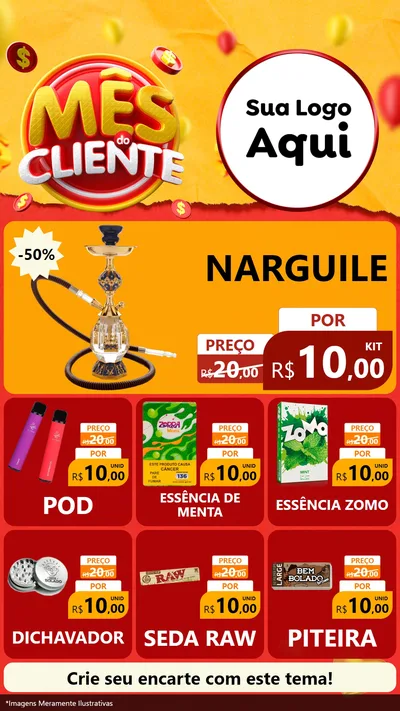 Modelo de Rede Social para Stories com o tema Mês do Cliente para Tabacaria