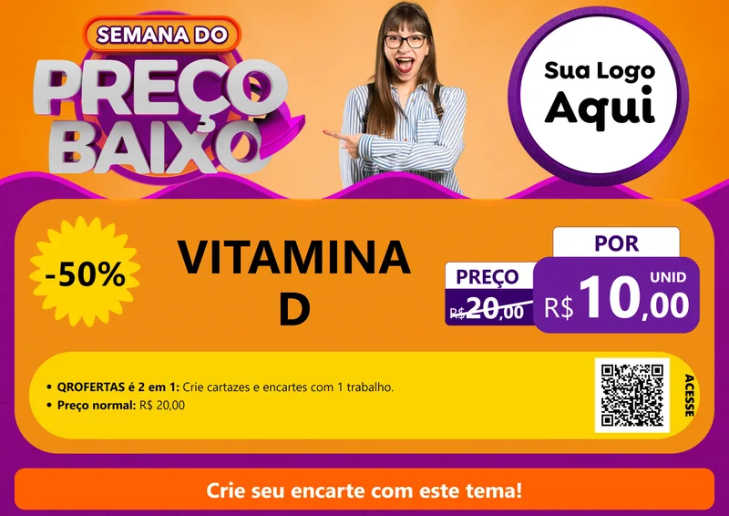 Modelo de Cartaz para Cartaz A4 Horizontal com o tema Semana do Preço Baixo para Farmácia