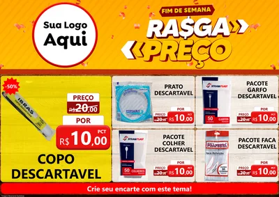 Modelo de Encarte para Encarte A4 Horizontal com o tema Fim de Semana Rasga Preços para Embalagens