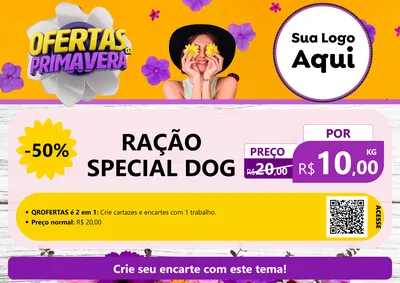 Modelo de Cartaz para Cartaz A4 Horizontal com o tema Ofertas Da Primavera para Pet Shop