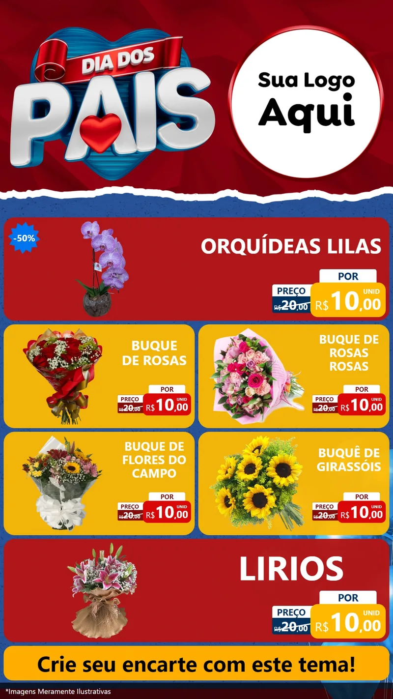Modelo de TV para TV Vertical com o tema Dia dos Pais para Floricultura e jardim
