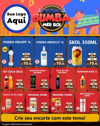 Modelo de Rede Social para Feed Instagram com o tema Festival Bumba Meu Boi para Distribuidora de bebidas