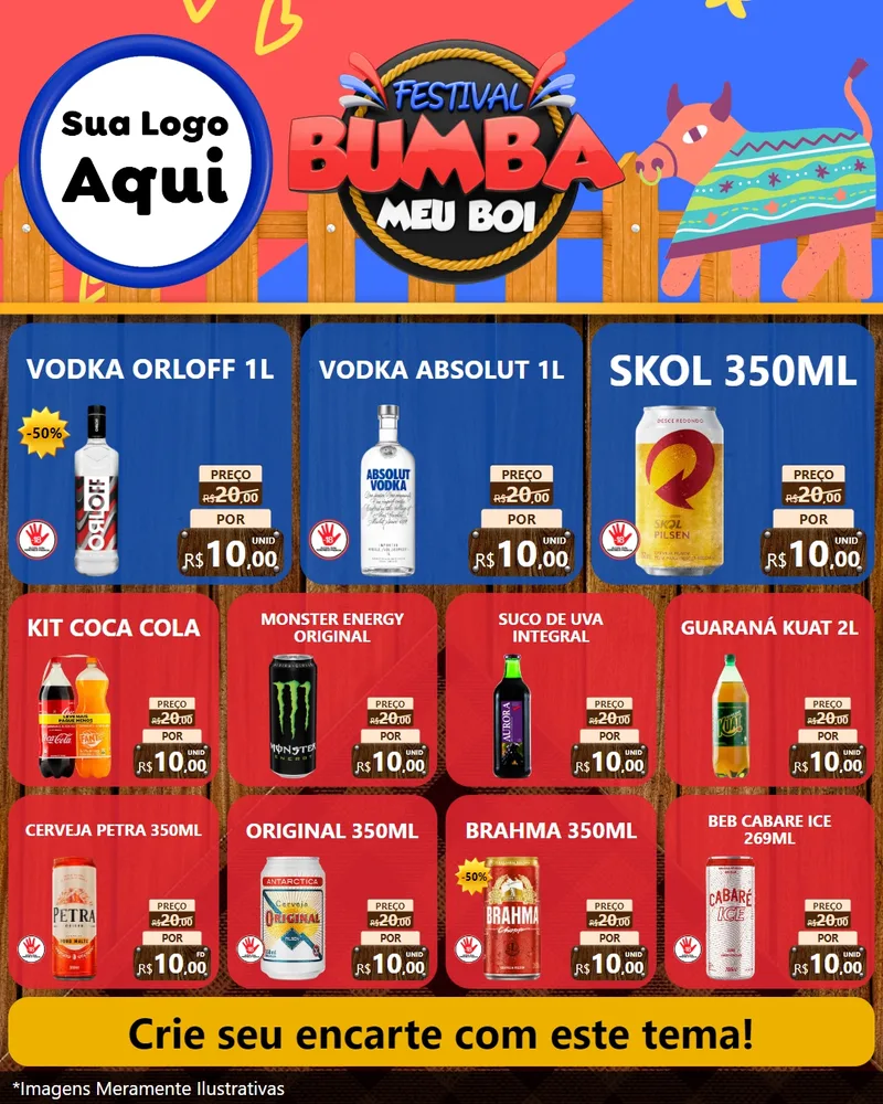 Modelo de Rede Social para Feed Instagram com o tema Festival Bumba Meu Boi para Distribuidora de bebidas