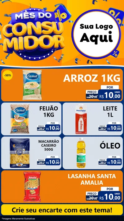 Modelo de TV para TV Vertical com o tema Mês do Consumidor para Supermercado