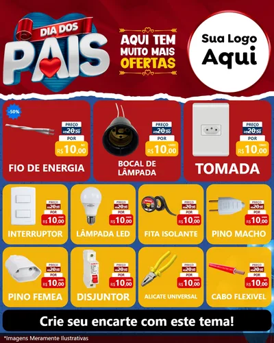 Modelo de Rede Social para Feed Instagram com o tema Dia dos Pais para Materiais Elétricos