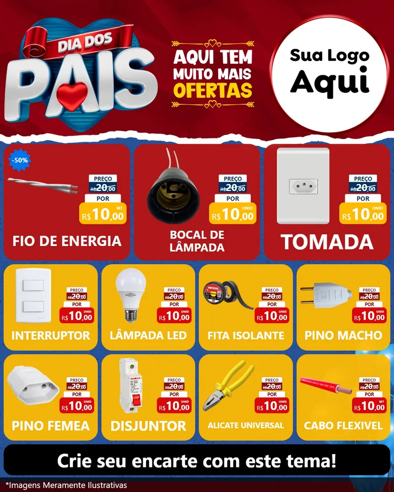Modelo de Rede Social para Feed Instagram com o tema Dia dos Pais para Materiais Elétricos