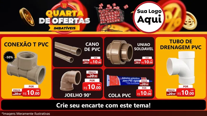 Modelo de TV para TV Horizontal com o tema Quarta de Ofertas Imbatíveis para Tubos e conexões