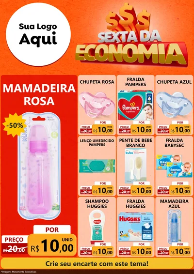 Modelo de Encarte para Encarte A4 Vertical com o tema Sexta da Economia para Bebês