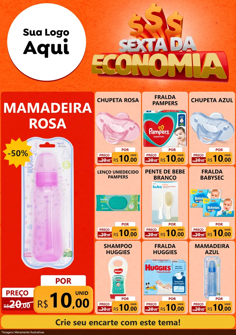 Modelo de Encarte para Encarte A4 Vertical com o tema Sexta da Economia para Bebês