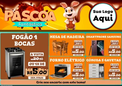 Modelo de Encarte para Encarte A4 Horizontal com o tema Páscoa Fantástica para Móveis e Eletro