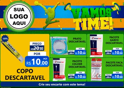 Modelo de Encarte para Encarte A4 Horizontal com o tema Vamos Time! para Embalagens