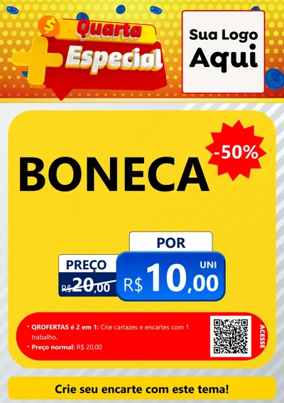 Modelo de Cartaz para Cartaz A4 Vertical com o tema Quarta Mais Especial para Brinquedos